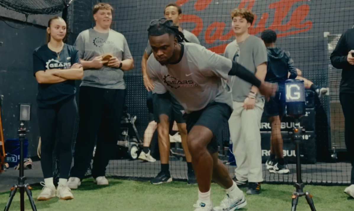 Athlete sprint training at Gears Vacaville performance facility